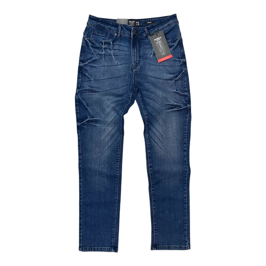 Textured Blue Slim Fit Jeans - Men's